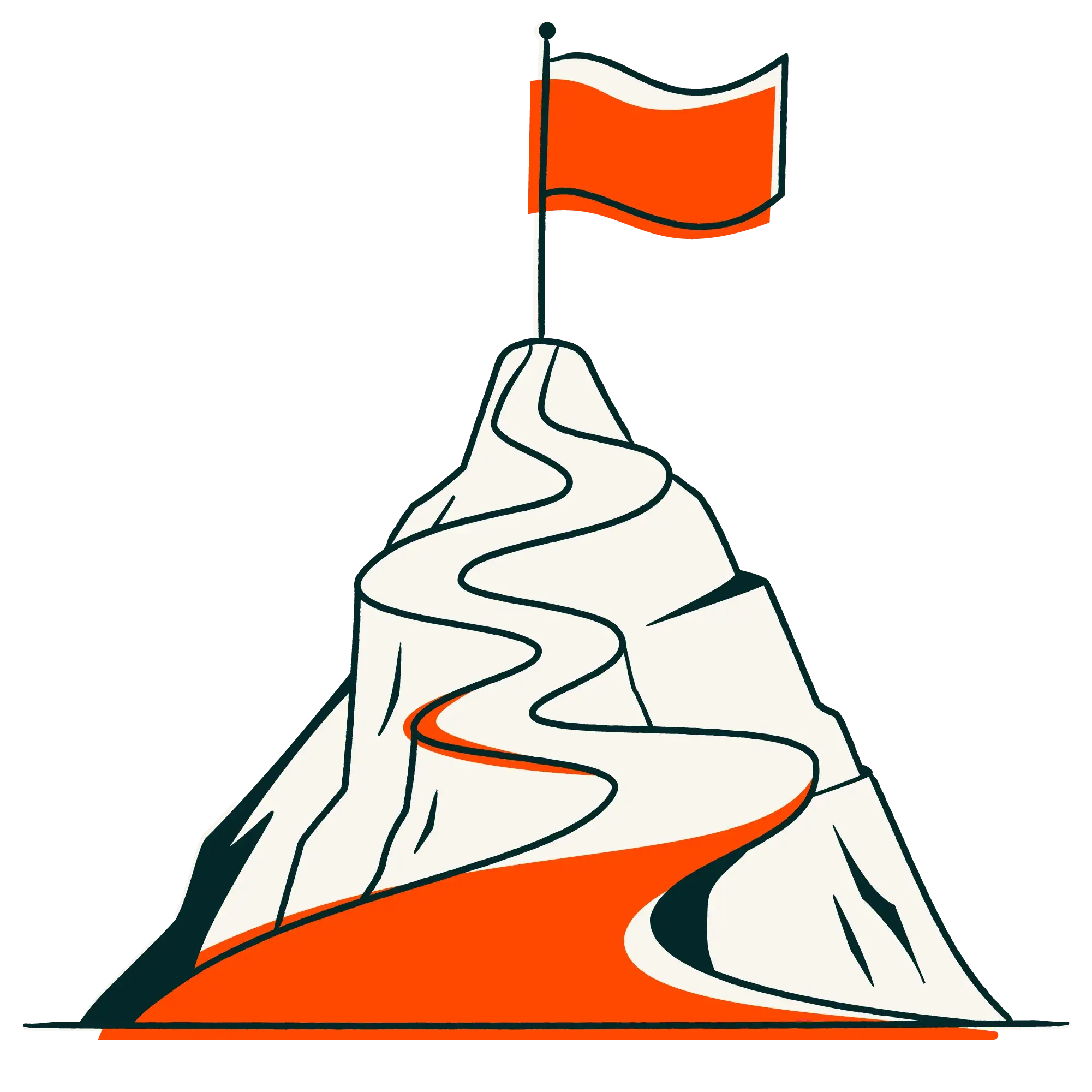 Mountain path leading to a flag, representing a prioritized goal